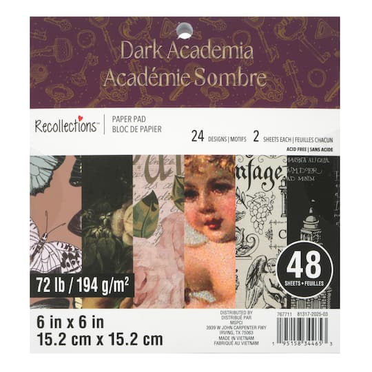 6" x 6" Dark Academia Paper Pad by Recollections™, 48 Sheets
